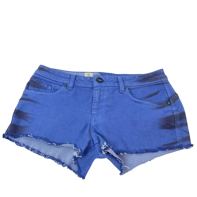 Volcom Shorts Womens Sz 9 Blue High voltage Booty Low Rise Frayed Hem Nwot $50 - Image 1 of 4