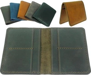 HAND SEWN OF COWHIDE SLIM MINIMALIST WALLET BILLFOLD FOR ID CREDIT CARDS & MONEY - Picture 1 of 12