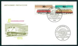 GERMANY FDC 1975 RAILROAD RAILWAY TRAINS EISENBAHN hd50 - Picture 1 of 2