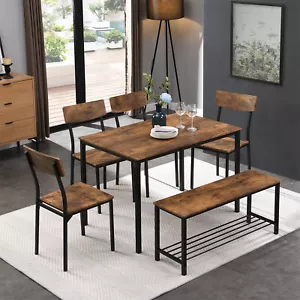 Esszimmergruppe Esstisch Küchentisch Tisch mit 4 Stühlen und 1 Sitzbank Set - Bild 1 von 13