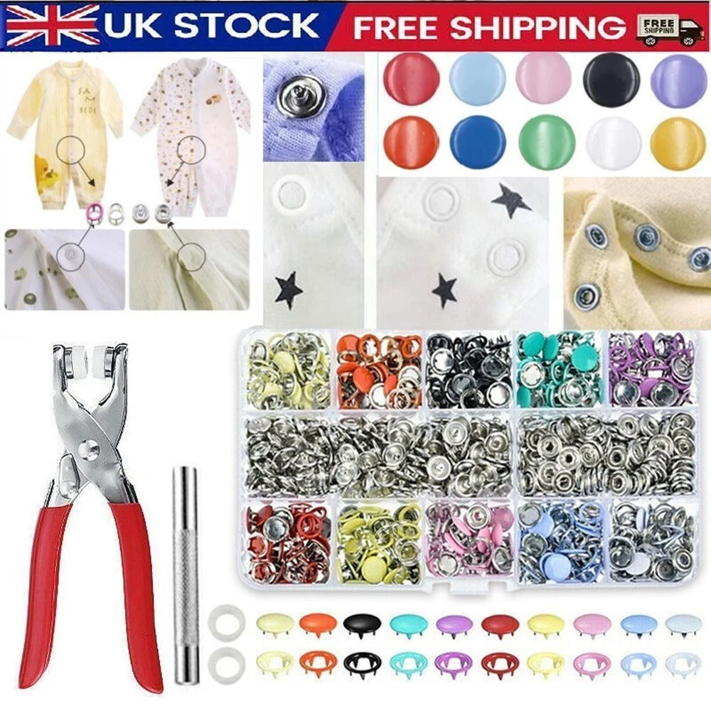 Snap Button Tool Kit 200-Piece Metal Snap Button Kit With Pliers – 10 ...