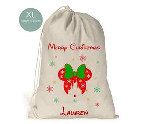 Personalisierter XL Kordelzug Weihnachtssack/Strumpf..Minnie Maus Silhouette - Bild 1 von 1