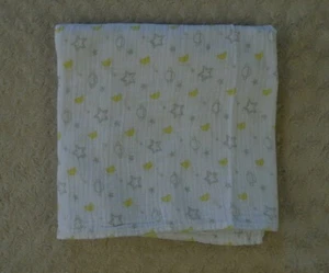 Swaddle Designs Moon & Stars Baby Blanket Swaddle Muslin White Yellow Gray - Picture 1 of 7