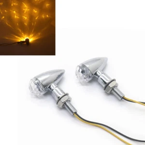 Chrome Metal LED Mini Bullet Clear Spherical Lens Turn Signal Indicators Light - Picture 1 of 8