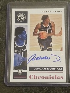 2021-22 Panini Chronicles Draft Picks Juwan Durham Pink Rookie Auto RC