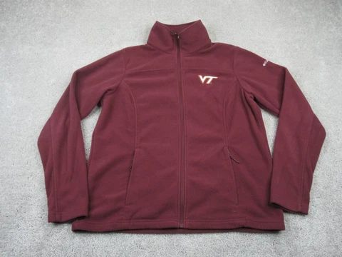 Virginia Tech Hokies Jacket Womens Extra Large Red Columbia Full Zip Fleece Cover