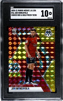 2020-21 Panini Mosaic LaLiga #16 Jon Moncayola RED GOLD PRIZM /88  SGC 10 GEM RC - Image 1 of 2