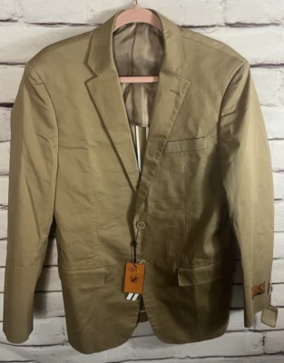 NUEVO CON ETIQUETAS Enzo Para hombres Talla 46L Marrón Manga Larga 2 Botones Traje Chaqueta 100% Poliéster Foto 1 de 4