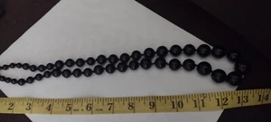 Lovely graduated Black Ball Bead Necklace 28 In - Picture 1 of 3