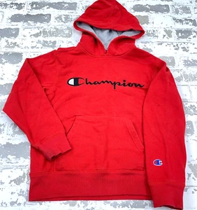 Champion Hoodie Boys Small Red Black Sweatshirt Sweater Spell Out Logo Youth ** - Picture 1 of 12