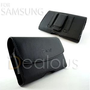 Custodia per Motorola E4 Premium in pelle nera custodia fondina clip da cintura - Foto 1 di 4