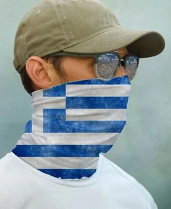 SUN GAITER Face Mask Bandana UPF 50+ UV Protecter Sport Grunge Flag of Greece - Picture 1 of 1