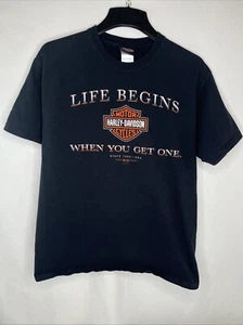 Men’s Vintage Large 2003 Southaven, MS Harley Davidson Black T-shirt - Picture 1 of 6