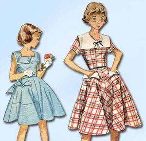 1950s Vintage Simplicity Sewing Pattern 3292 Simple Little Girls Dress Size 10 - Picture 1 of 4