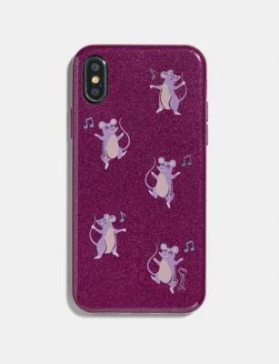 NEW!! COACH Iphone X/XS Glitter Case Party Mouse Print Dark Berry Purple 39327  - Image 1 of 3