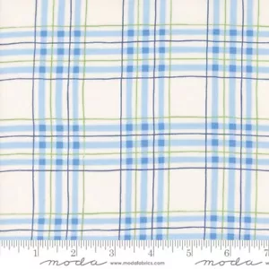 On Lake Time Plaid Cloud White Sky Blue by Deb Strain for Moda 1/2 Yard - Picture 1 of 2