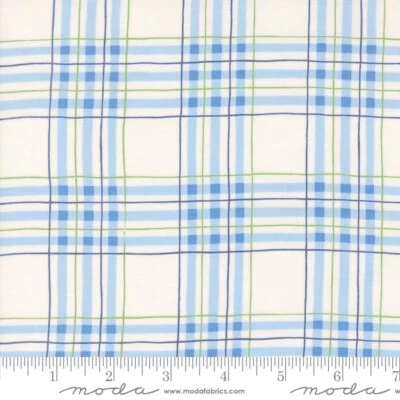On Lake Time  Plaid Cloud White Sky Blue by Deb Strain for Moda 1/2 Yard - Image 1 of 2