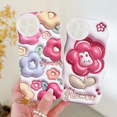 Funda protectora para varios teléfonos nueva borde ondulado flor a prueba de golpes cubierta para niñas Foto 1 de 4