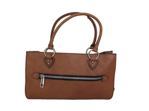 Bolso de mano Gianfranco Sisti de cuero granulado tostado Italia - Imagen 1 de 9