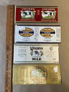 Grupo de 4 etiquetas de leche evaporada anteriores a la década de 1950 armadura Fred J fuerte INV-AQ1358 - Imagen 1 de 24