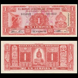 🇭🇳 Honduras 1 Cabeza Indígena Lempira 1961 “S” Prefijo P 54 Aa Crujiente UNC - Imagen 1 de 5