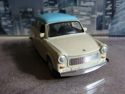 Trabant 601 Berliner Mauerfall DDR Trabi 🔥🏆🔥 Modellauto Blau/Beige neu/ovp - Bild 1 von 4