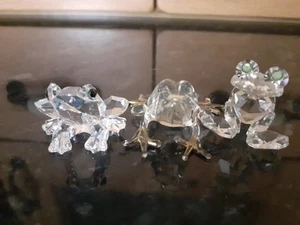 Set Of 3 Different Design Small Cute Frog Glass Ornaments - Picture 1 of 6