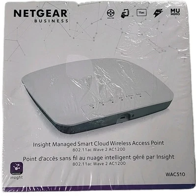 NETGEAR WAC510-100NAS Smart Cloud Wireless Access Point 802.11 Wave 2 AC1200 J12 - Image 1 of 4