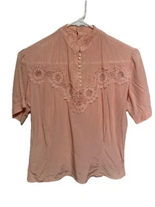 Vintage Silky Pink Judy Bond Blouse Size Small See Measuring. - Picture 1 of 9