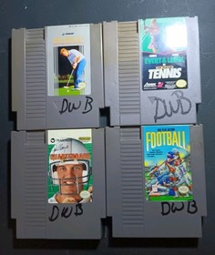 4 NES Sports Games. Golf, Tennis, Football, John Elway Football All Tested