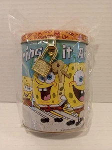 SPONGEBOB SCHWAMMKOPF - BLECH GELDBANK MIT SCHLOSS & SCHLÜSSEL - NICKELODEON - NEU - 2001 - Bild 1 von 4