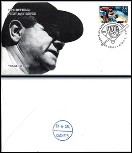 1992 Olympics Baseball Sc 2619 FDC Ex-A-Cal Cachet portrait Babe Ruth Sports UA - Picture 1 of 1