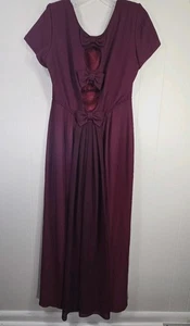 Vintage Jeffrey Dara Evenings Womens Maxi Dress Bows Cutouts Red Burgundy Retro - Picture 1 of 11
