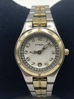 "Reloj Fossil para mujer batería nueva 28 mm esfera de fecha dos tonos ES-1741 Max 6,25""" Foto 1 de 4