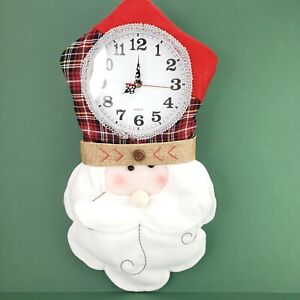 4 Seasons Global Plush Christmas Santa Claus Wall Hanging Clock (6.5 Inch Dia.)