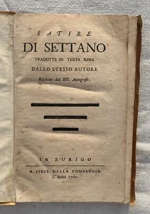 Satire di Settano tradotte in Terza Rima dallo stesso Autore, Zurigo 1767 - Picture 1 of 5