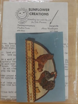 PAULINE COSTER SUNRISE HEN ROOSTER CHICKS WELCOME SIGN PAINTING PATTERN  - Image 1 of 3