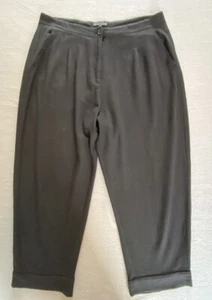 OSKA TROUSERS SZ 3 UK 14-16 BLACK DROP CROTCH WOOL BLEND TURN UP 23” LEG HIGH - Bild 1 von 10
