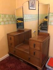 ** BARGAIN**  VINTAGE 1940's OAK STYLE DRESSING TABLE WITH WINGED MIRRORS