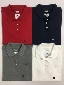 HOLLISTER WOMENS 3-BUTTON STRETCH FITTED LOGO POLO SHIRT XS S M L NEW WITH TAGS! - Picture 1 of 10