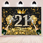 Black Gold 21st Backdrop Crown Boys Birthday Party Photo Background Decoration