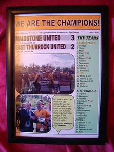 Maidstone United 3 East Thurrock 2 - Maidstone campeones - 2015 - impresión enmarcada - Imagen 1 de 2