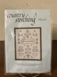 NOS Country Stitching 16x10 Stamped Embroidery Kit Folk Welcome Sampler #303 - Picture 1 of 5