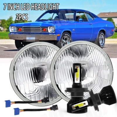 Faros LED redondos de haz alto/bajo de 7" pulgadas para Plymouth Duster 340 1970-1975* Foto 1 de 4