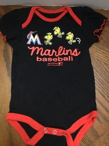 Miami Marlins Bodysuit 0-3 Month Infant MLB Team Athletics Black New Woodstock - Picture 1 of 3