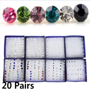 20 Pairs Set Earrings Cute Mixed Pattern Stud Kids Girls Teen Jewellery Gift Box - Picture 1 of 17