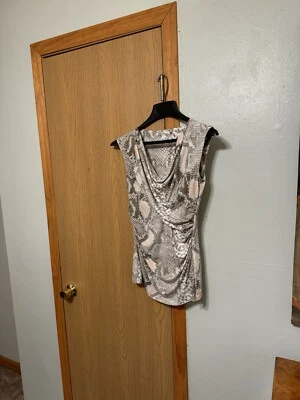 Kenneth Cole Нью-Йорк маленький многоцветный w/животное печать без рукавов Cowlneck Топ - Изображение 1 из 4