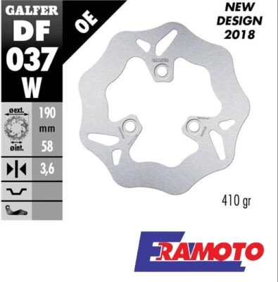GALFER Brake Disc Wave 190x3.6mm Rear For APRILIA Area 51 1998 99 2000 >> - Image 1 of 4