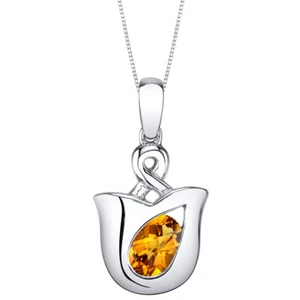 Collar colgante de tulipán de plata esterlina citrino 0,75 quilates - Imagen 1 de 2