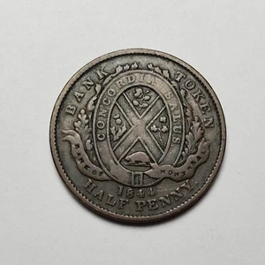 1844 Canada Half Penny Bank Token Province Of Canada Bank Of Montreal  - Picture 1 of 4